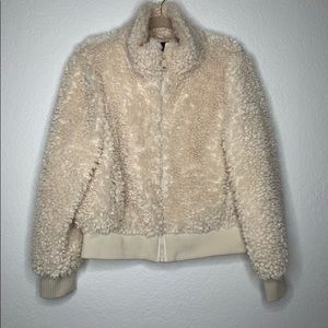 Zara TRF Faux Sherpa Fur Teddy Zip Bomber Jacket
